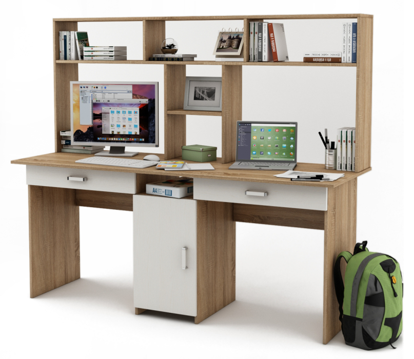 Прямые, Письменный стол Лайт-10Я с надстройкой