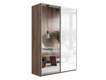 Шкаф-купе Прайм 2-х дверный Зеркало/Стекло белое/Доводчики 120х57х230