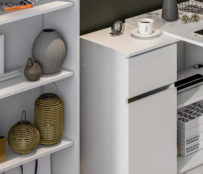 Открытые, Комплект Альфа Стол СБ-2955 и Стеллаж СБ-2956