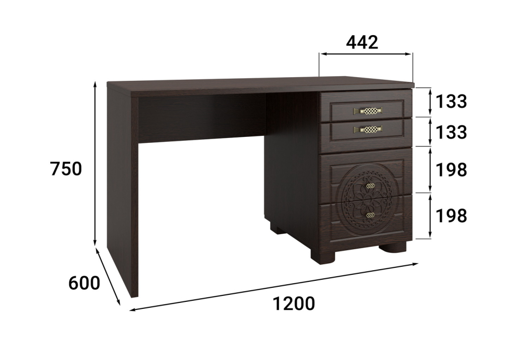 Прямые, Стол письменный Монблан МБ-70К