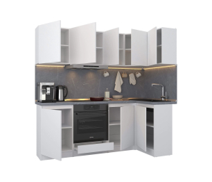 Кухонный гарнитур Леон угловой 210х100 см, белый