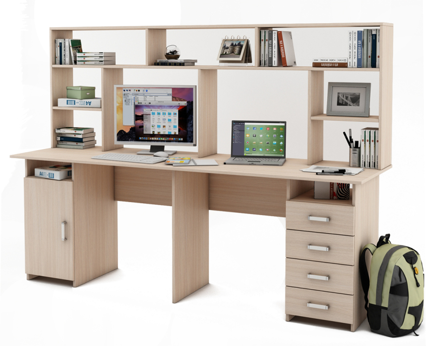 Прямые, Письменный стол Лайт-13 с надстройкой