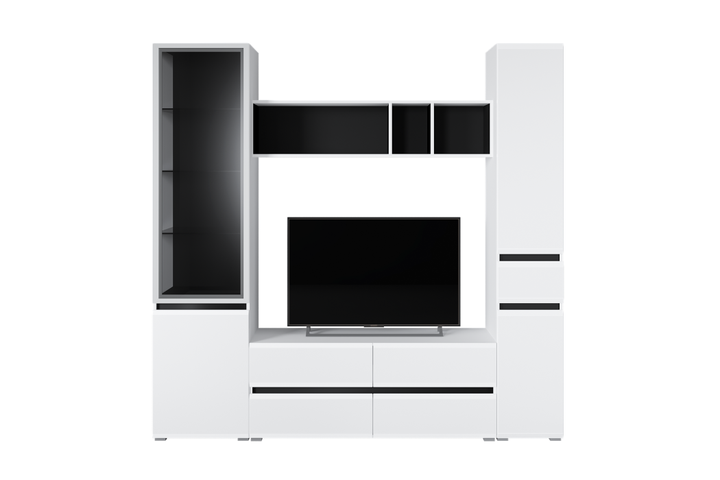 Настенные полки, Полка Сидней 15.57, белый премиум, черный