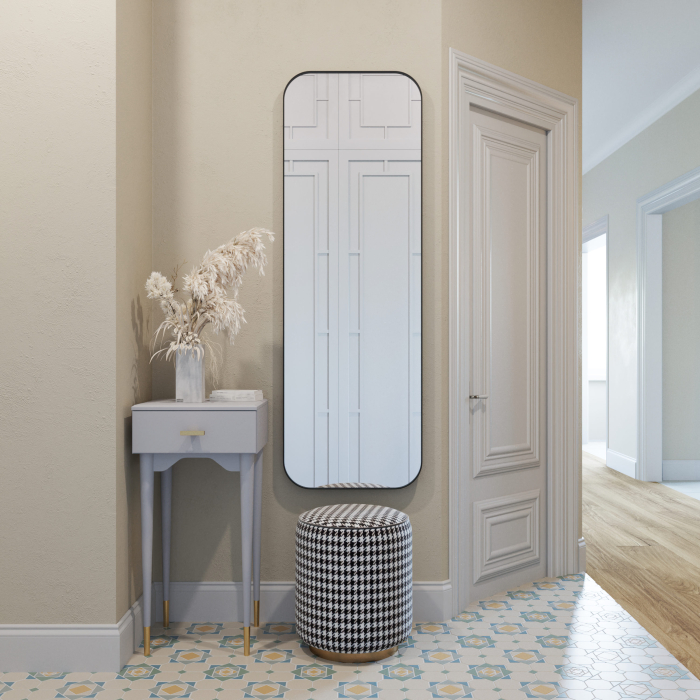 Зеркала в спальню, Дизайнерское настенное зеркало GENGLASS Kuvino M в металлической раме