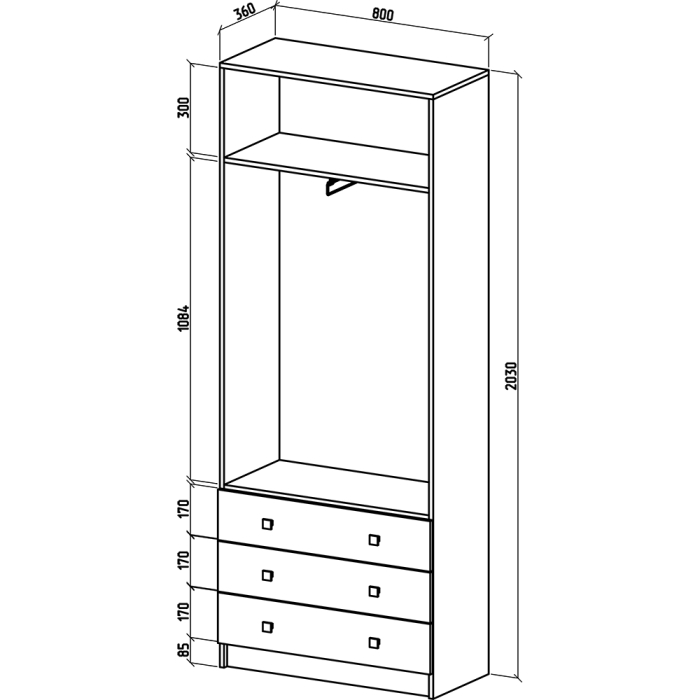 Шкафы двухстворчатые, Шкаф Бостон-10