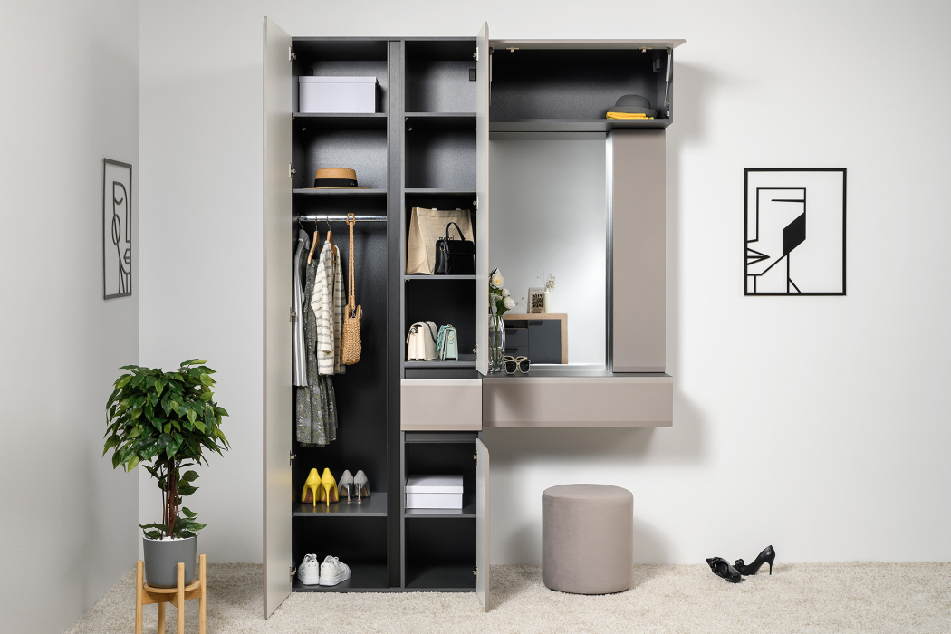 Шкафы распашные, Шкаф антресольный Сидней 16.314.01, антрацит, веллюто капучино