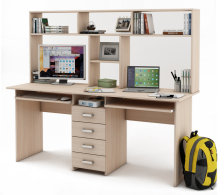 Прямые, Письменный стол Лайт-11К с надстройкой