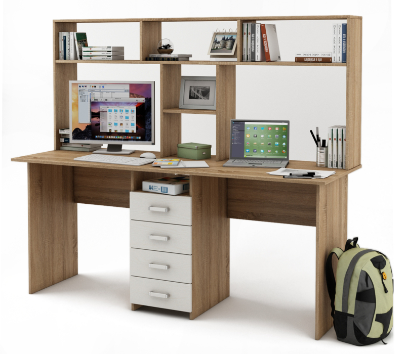 Прямые, Письменный стол Лайт-11 с надстройкой