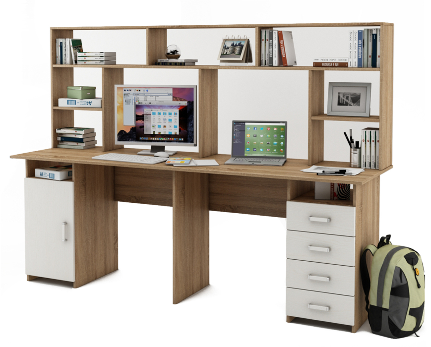 Прямые, Письменный стол Лайт-13 с надстройкой