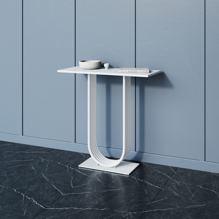 Журнальные столики, Стол консольный с металлическим подстольем ARFEO (Белый) 80*35*80