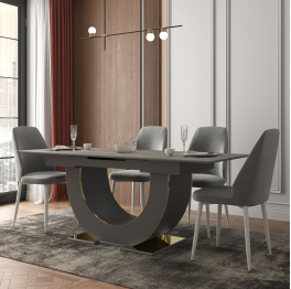 Стол Монако, столешница керамогранит (1600/2000х900х820) золото