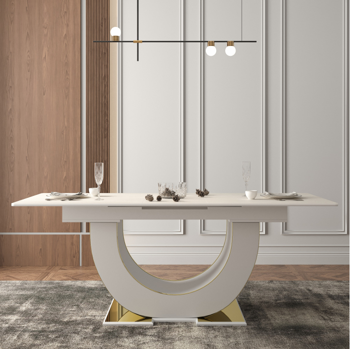 Обеденные столы, Стол Монако, столешница керамогранит (1600/2000х900х820) золото