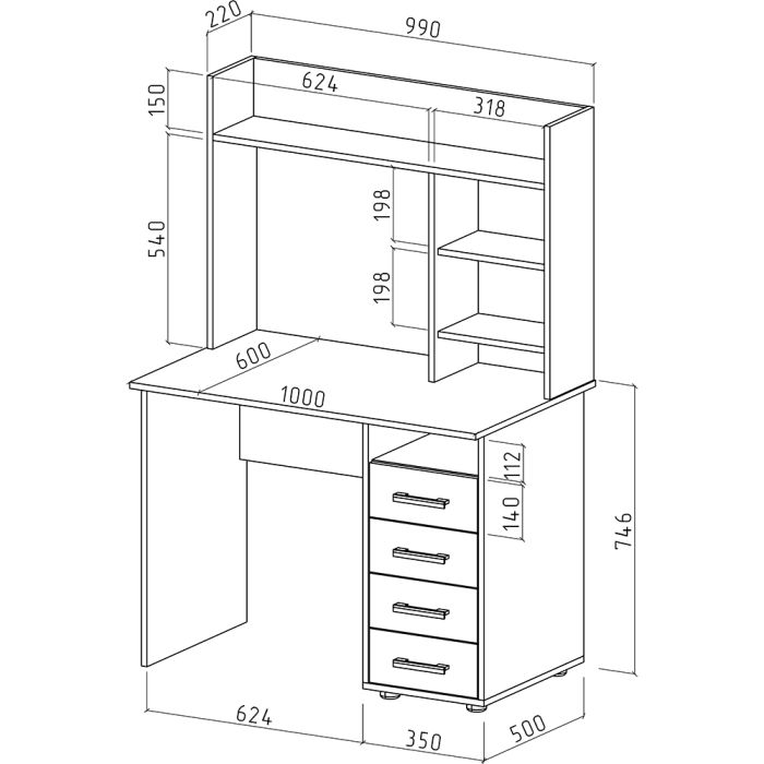 Прямые, Письменный стол Остин-11