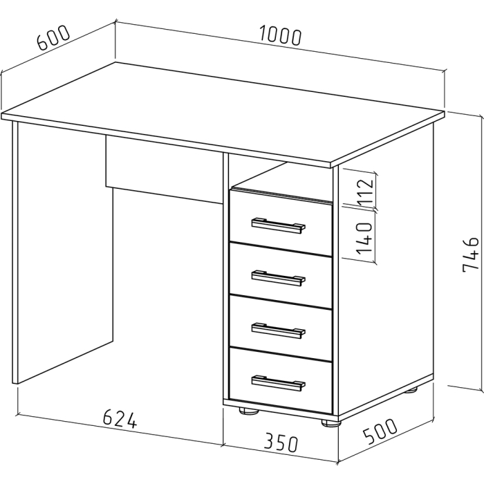 Прямые, Письменный стол Остин-3