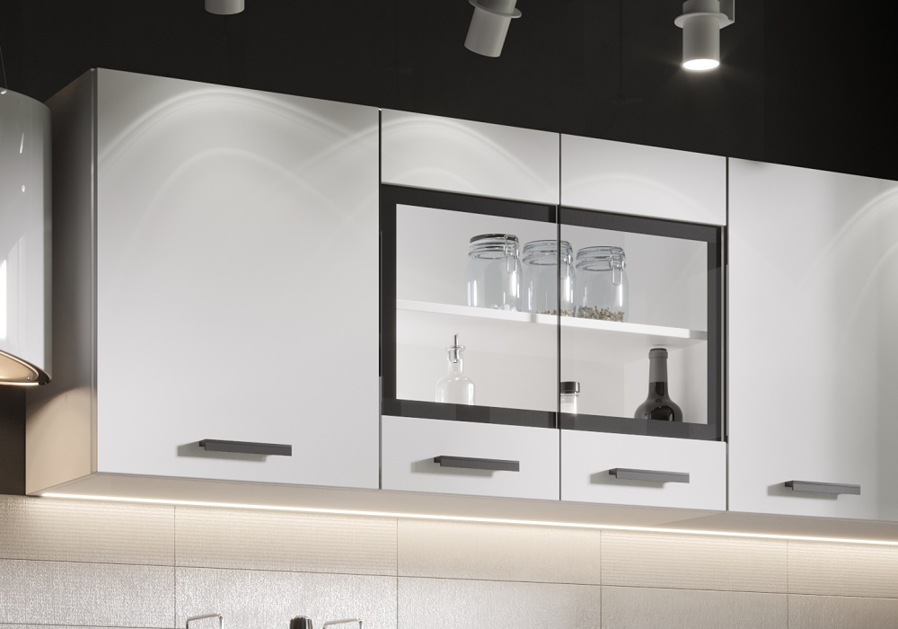 Кухонные гарнитуры, Кухня Хозяюшка 2,0 м Белый гладкий/Дуб вотан ЛДСП