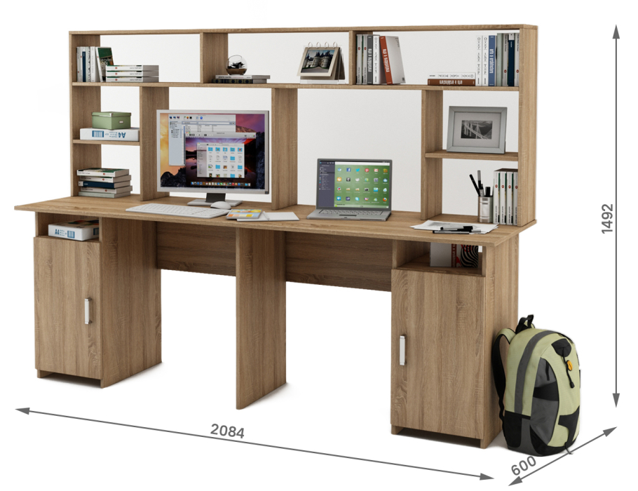 Прямые, Письменный стол Лайт-12 с надстройкой