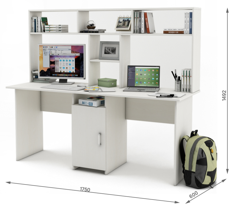 Прямые, Письменный стол Лайт-10 с надстройкой