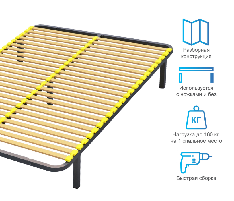 Ортопедические основания, Ортопедическое основание 160х200 см с узкой ламелью