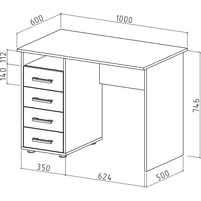 Прямые, Письменный стол Остин-4