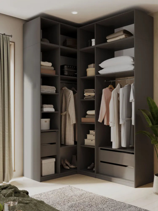 Угловые шкафы, Угловой шкаф для одежды рапсашной с ящиками и антресолью София 2600х1700х1300 мм