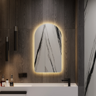 Зеркала в спальню, Зеркало с тёплой подсветкой GENGLASS ARKELO NF LED S, с проводом 50х90 см