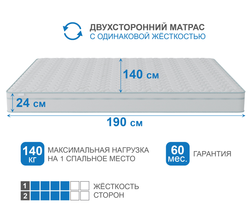Другие размеры, Матрас Премиум-Ориент в чехле Cooler 1400х1900