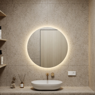 Зеркала в спальню, Зеркало с тёплой подсветкой GENGLASS RAUNTEL NF LED M, с проводом 79х79 см