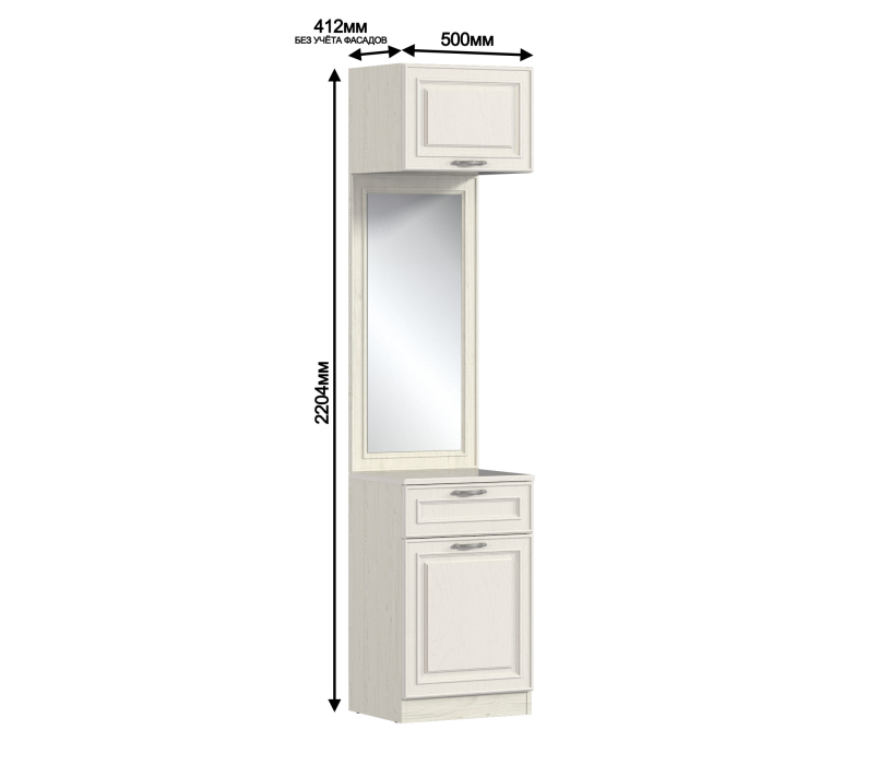 Гранд, Тумба с зеркалом Гранд / Ливерпуль СБ-3508 Дуб Приморский Белый/МДФ Классика Светлый