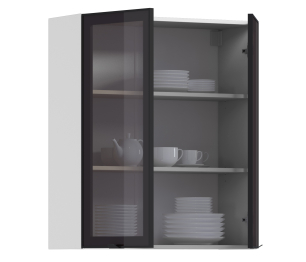 Регина РП-180 Полка Белый/Витрина алюминий Черный матовый/стекло Бронза