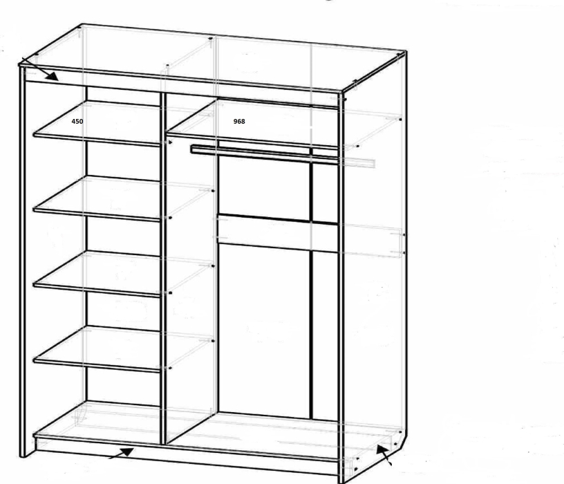 Шкафы-купе 2-х дверные, Шкаф-купе шк-19 двухдверный