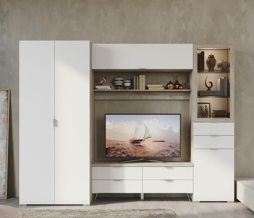 ТВ-тумбы, Тумба Анима ТБ-3002, дуб серый, белый