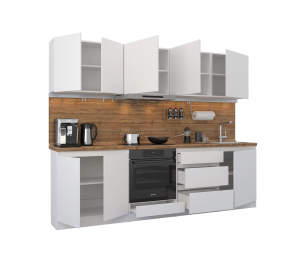 Кухонный гарнитур Леон прямой 260 см, белый