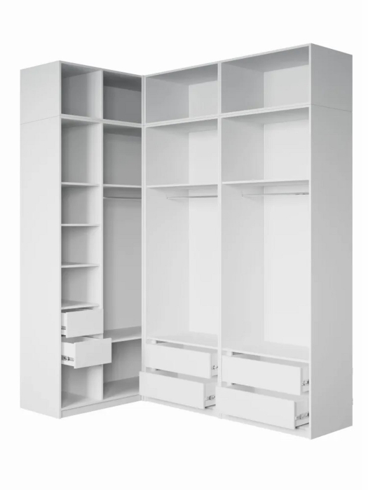 Угловые шкафы, Угловой шкаф для одежды распашной с ящиками и антресолью София 2600х2100х1300 мм