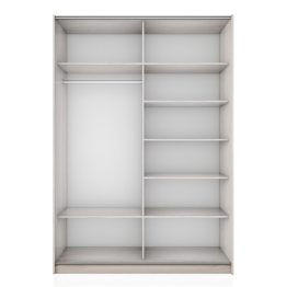 Шкаф-купе Прайм 2-х дверный Зеркало/Стекло белое/Доводчики 140х57х230