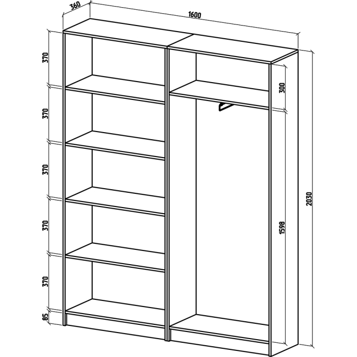 Шкафы распашные, Шкаф Бостон-14