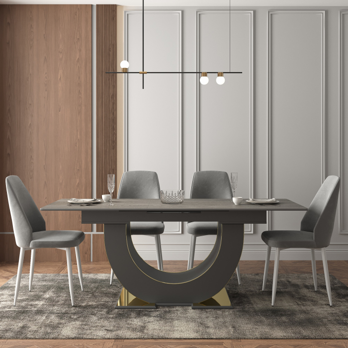 Обеденные столы, Стол Монако, столешница МДФ (1600/2000х900х820) золото