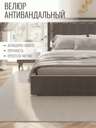 Кровать Валенсия с подъемным механизмом 180х200 см велюр, серебро