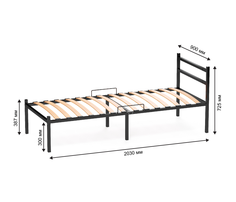 Кровати 90 см, Кровать металлическая Элимет 90*200 см