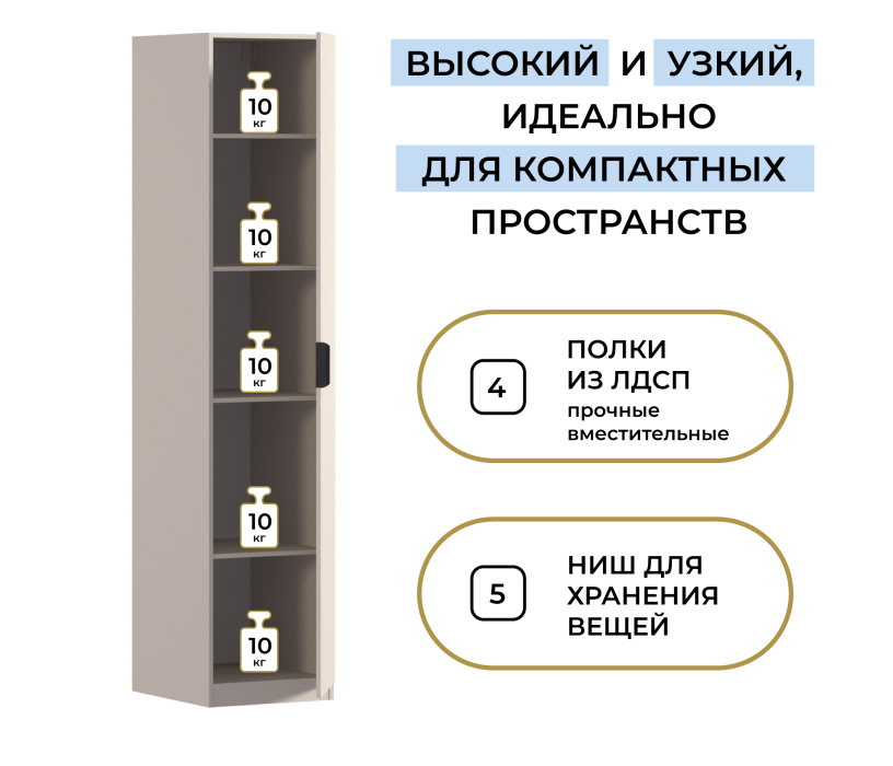 Для одежды, Шкаф однодверный Макс 500 мм, вариант №2 (ЛДСП)