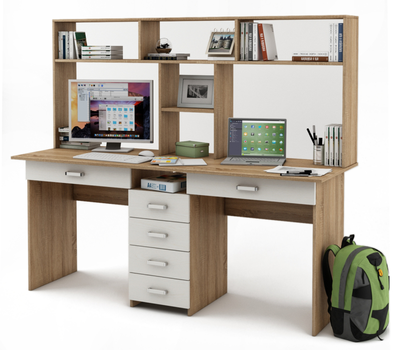 Прямые, Письменный стол Лайт-11Я с надстройкой