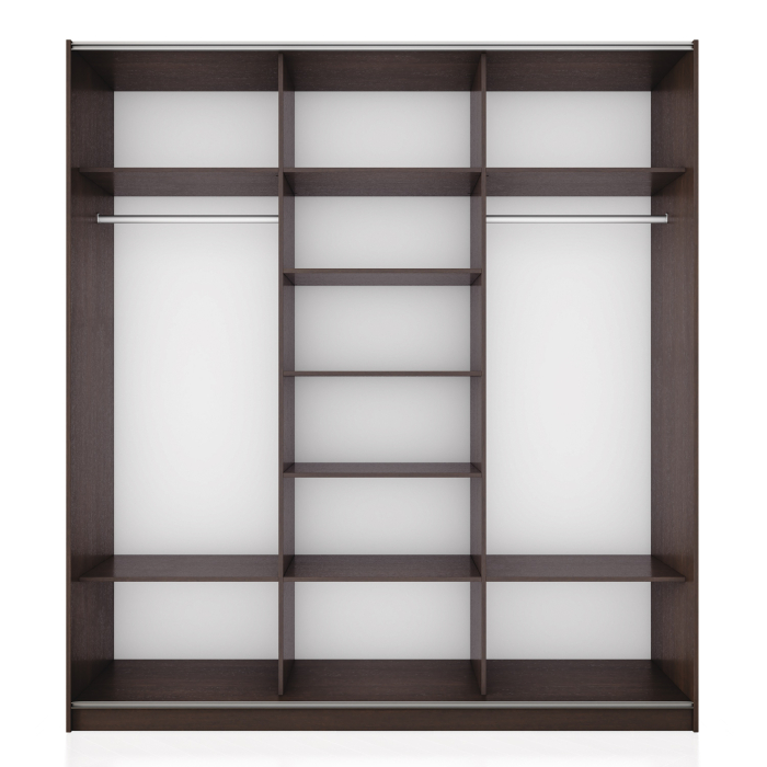 Шкафы-купе 3-х дверные, Шкаф-купе Прайм 3-х дверный Стекла белые/Зеркало/Доводчики 210х57х230