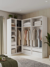 Угловой шкаф для одежды распашной с ящиками София 2200х2100х1300 мм