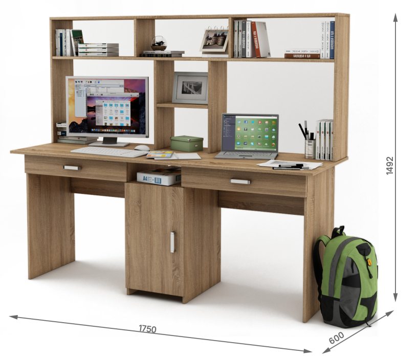 Прямые, Письменный стол Лайт-10Я с надстройкой