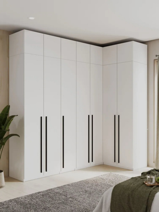 Шкафы, Угловой шкаф для одежды распашной с ящиками и антресолью, София, 2600х2500х1300мм